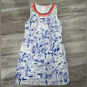 worn 1x Lilly Pulitzer rock the dock mila shift with pom poms